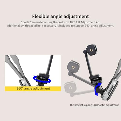 Quick Release Neck Cell Phone Holder for Smartphone and Action Cameras – Hands-Free POV/Vlog Neck Holder Compatible with iPhone Android GoPro DJI Insta360 Devices