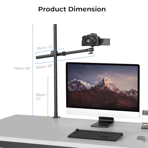 SMALLRIG Camera Desk Mount, Overhead Camera Arm Stand for Desk with 360° Ball Head,for DSLR Cameras, Cell Phones, Lights, Microphones