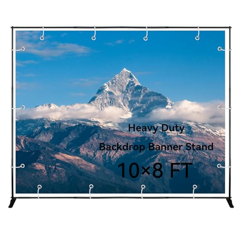 QKA10x8 FT(WxH) Heavy Duty Backdrop Banner Stand with Adjustable Telescopic Tube,Step and Repeat Stand for Parties, Photo Booths, Exhibit Events (Carrying Bag Included) - size: 10x8ft