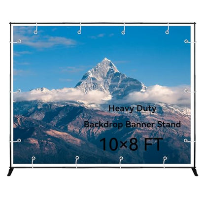 QKA10x8 FT(WxH) Heavy Duty Backdrop Banner Stand with Adjustable Telescopic Tube,Step and Repeat Stand for Parties, Photo Booths, Exhibit Events (Carrying Bag Included) - size: 10x8ft