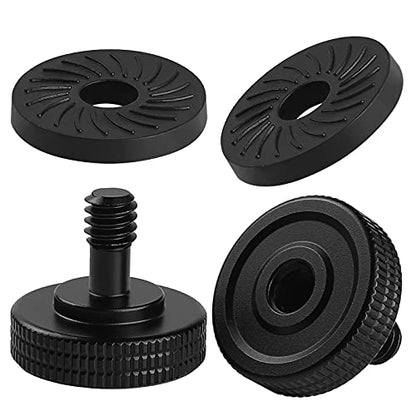 2 Set Thumb Screw Camera Quick Release Adapter with Rubber Pads, Tripod Screw Rubber Washers 1/4" Female to 1/4" Male Thumbscrew L Bracket Mount Thread for Camera Mounting Plate Frgyee