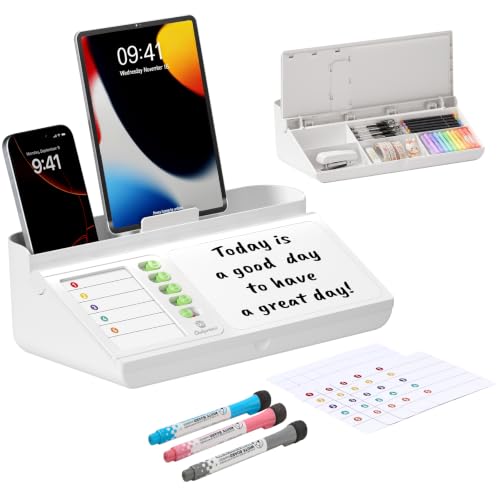 Desktop Whiteboard with Storage, White Dry Erase Board with Drawer & Phone Tray, Desk Board with Marker Holder, Memo Notepad to Do List for Home Office School Supplies - Green - color: Green