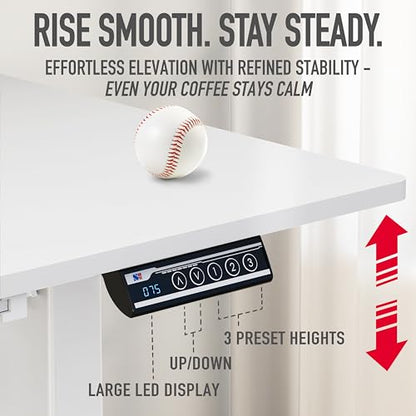 SHW 40-Inch Mobile Electric Height Adjustable Sit to Stand Desk with Drawer, Hanging Hooks and Cable Management, White - color: White