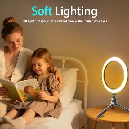 10" Desk Ring Light with Stable Tripod & Phone Holder, 120 LEDs 5-Color 10-Level Dimmable, Wireless Bluetooth Remote, Phone Selfie Light for Desk/Zoom/YouTube/TikTok - size: 10" Desktop