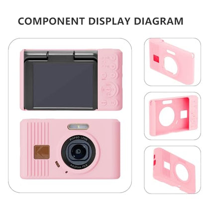 Silicone Case for kodak pixpro C1 Digital Camera with 2PCS Screen Protector and Lanyard - (Pink) - color: Pink
