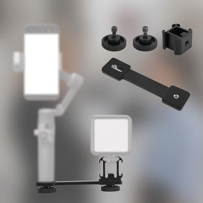 3 Port Cold Shoe Mount Plate, Adapter Bracket for Camera Microphone LED Light for Zhiyun Smooth 4 DJI Osmo Pocket Osmo Aluminum Alloy Triple Stabilizer Extension
