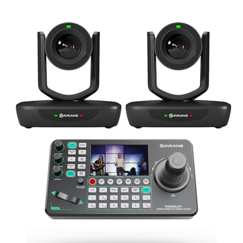 20X NDI PTZ Camera Kits - 2pcs 20X AI Auto Tracking NDI Camera with 1pcs IP Joystick Controller Package for Church Live Streaming Video Production（2X LV20N and 1x AV-Joy-IP） - color: Iron Black