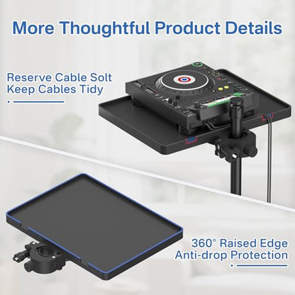 Functional Microphone Stand Tray with Adjustable Mic Stand Phone Holder - 8.7"x6.5" Mic Stand Tray Shelf Clamp-On Music Stand Accessory for Live Streaming Karaoke Recording - size: Plastic Small Tray