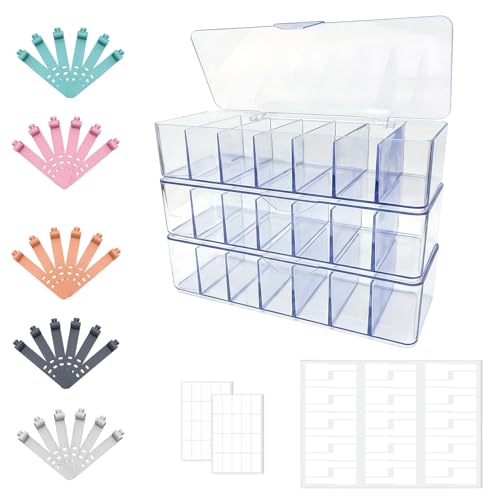 3 Pack Cable Organizer Box with Silicone Straps, Plastic Cord Management Box with Lid
