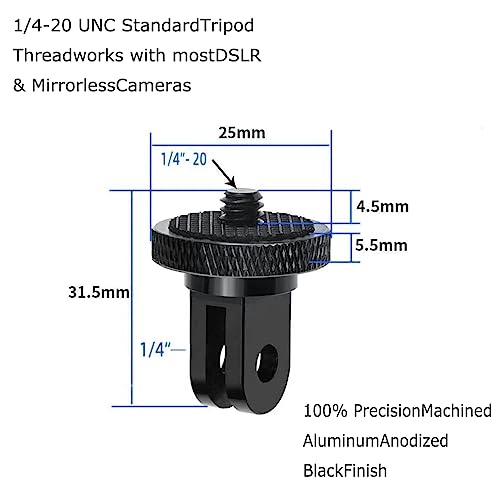 MEETOOT 2pcs Camera Tripod Adapter, 1/4" - 20 Conversion Adapter for Action Camera to 1/4" Screw Adapter Mount Accessories