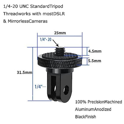 MEETOOT 2pcs Camera Tripod Adapter, 1/4" - 20 Conversion Adapter for Action Camera to 1/4" Screw Adapter Mount Accessories