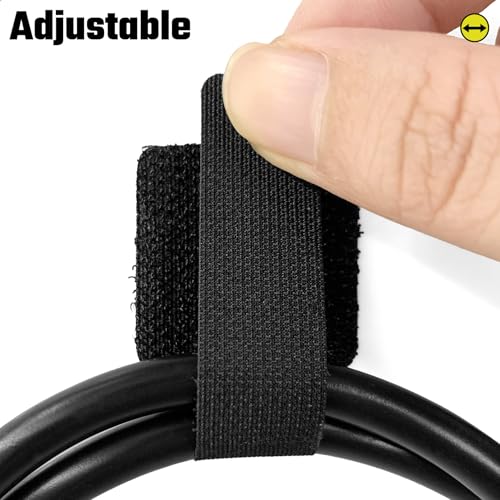 Matenf Cable Management Kit, 40 PCS, Black | Self-Adhesive, Adjustable, Hook & Loop, Cable Organizers, Cord Hider, for Under Desk, Workstations and Computer Desks