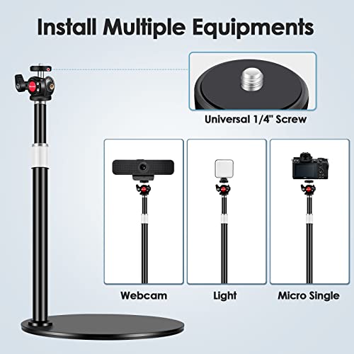 Webcam Stand for Desk with Heavy Duty Metal Base for Logitech Webcam Brio 4K C920 C920X C920S C922 C922X C925E C930E C930 C615, GoPro Hero 8/7/6/5and Other Devices with 1/4" Thread