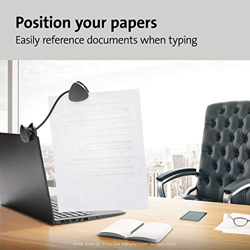 Kensington Document Holder for Typing for Laptops and Monitors, Flex Clip Copyholder, Typing Stand Document Holder, Office Paper Clip Holder, Compact Paper Holder Stand, Black 9-3/4" Wide K62081BF - size: 9-3/4" Wide
