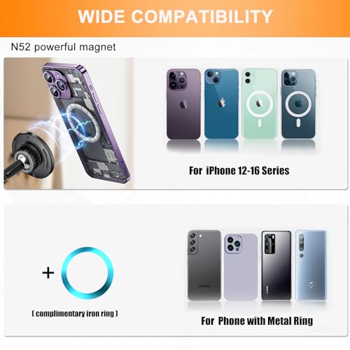 Ring Light Phone Holder Attachment, Strong Magnetic Phone Holder for Ring Light and Tripod Stand, Flexible Cell Phones Tripod Mount Adapter for MagSafe iPhone 16 15 14 13 12 Series and Android Phones - size: Magnetic