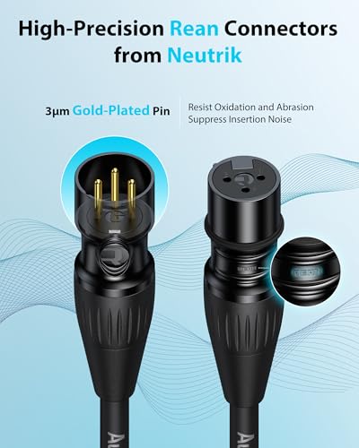 AA AUDIO ACCESSORY XLR Female to 1/4 Cable with XLR Cable 10ft Bundle, Rean Connectors from Neutrik, Kevlar-Reinforced Nylon Braided TRS Cable, Balanced Quarter Inch Cord, OFC - size: 10ft, style: XLR Female to 1/4 & XLR Cable