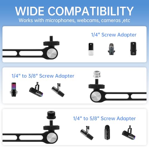 Desktop Microphone Stand,Rotatable Tabletop Mic Stand,Foldable Design, Non-Slip Weighted Base, Includes Adapters Mic Clips for Podcasting, Live Streaming, Recording,Video Conference Content Creator