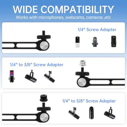 Desktop Microphone Stand,Rotatable Tabletop Mic Stand,Foldable Design, Non-Slip Weighted Base, Includes Adapters Mic Clips for Podcasting, Live Streaming, Recording,Video Conference Content Creator
