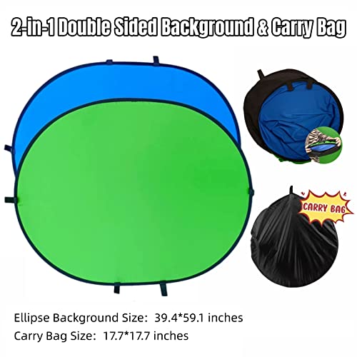 Blue Green Screen Backdrop Double Sided Collapsible Greenscreen Backdrop with Carrying Bag,Portable Pop Up Green Screen Background for Streaming Webcam 39.4 * 59.1" - size: 39.4*59.1"(No stand)
