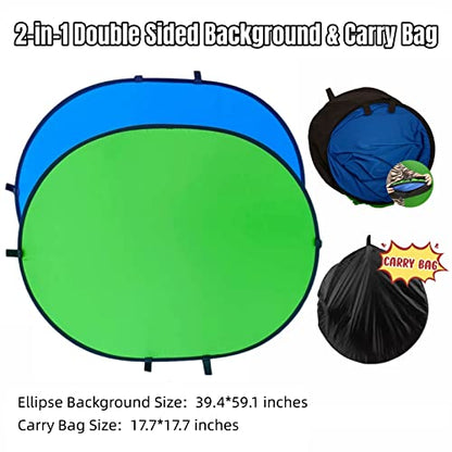 Blue Green Screen Backdrop Double Sided Collapsible Greenscreen Backdrop with Carrying Bag,Portable Pop Up Green Screen Background for Streaming Webcam 39.4 * 59.1" - size: 39.4*59.1"(No stand)