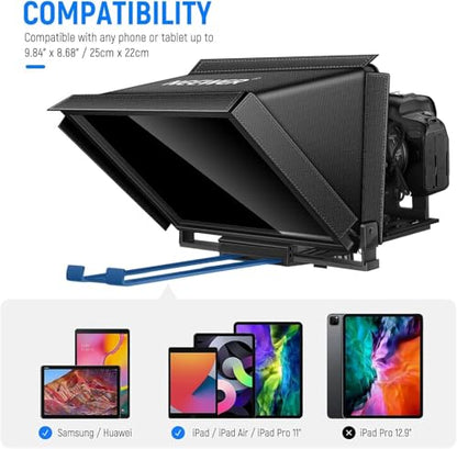 NEEWER X12 14 inch Aluminum Alloy Teleprompter for iPad Tablet Smartphone DSLR Cameras with Remote Control, Carry Case, APP Compatible with iOS/Android for Online Teaching/Vlogger/Live Streaming - style: X12
