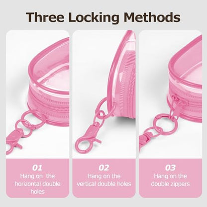 Linsaner 1|2|4 Pack Available Storage Bag for Organizing Data Cables, Earphone, Chargers, Keys, Change, Blind Box Doll Transparent Display Bag, Tech Pouch(Pink, 1Pack) - color: B1-Pink
