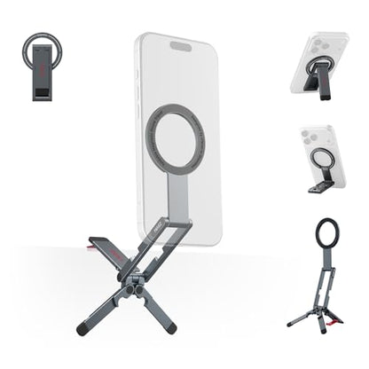 Ulanzi MA62 Magnetic Phone Tripod for MagSafe, Aluminum Pocket Tripod with Hidden Hook & 1/4" Screw Hole, Foldable Magnetic Phone Stand for iPhone 17/16/15/14 Pro Max, Travel & Vlog Daily Essentials