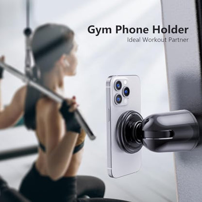 MiiKARE Dual Magnetic Phone Holder for Magsafe, Strong Magnets Gym Phone Holder Mount, 360 Rotation Adjustable, Hands Free Cell Phone Holder Compatible iPhone 17 Pro Max 16 15 14 13, Magsafe Black - color: Magsafe-Black