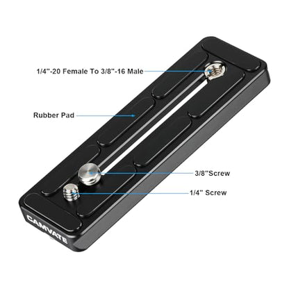 CAMVATE 120mm Quick Release Plate with 1/4"-20 and 3/8"-16 Mounting Screw | Compatible with Arca Swiss for Long Lens Tripod Foot Extension