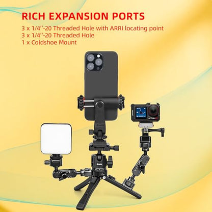 Zeadio Heavy Duty Metal Tripod Kit with Arca Ball Head - Universal Phone Vlogging Kit, Cell Phone Stand & Travel Tripod for iPhone/Android, Camera, Gimbal, Action Cam etc - style: With Arca Ball Head