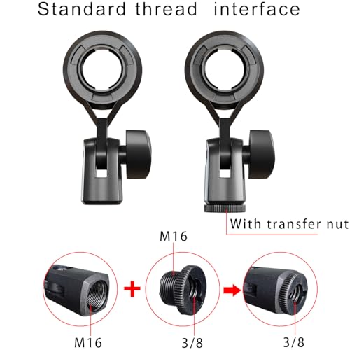Condenser Microphone Holder Standard Interface Thread Compatible with Stand Devices With 3/8 Conversion Nut Short Video Mic Clip Ferrule For 0.9-inch Portable Shockproof Microphone Stands