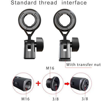 Condenser Microphone Holder Standard Interface Thread Compatible with Stand Devices With 3/8 Conversion Nut Short Video Mic Clip Ferrule For 0.9-inch Portable Shockproof Microphone Stands