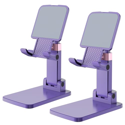Cell Phone Stand Cute Mobile Holder For iPhone Desk Office Accessories | for thick cases; Under 12" Tablets, e-readers; Folds flat; Anti-slip; Weighted base - color: 07-Violet