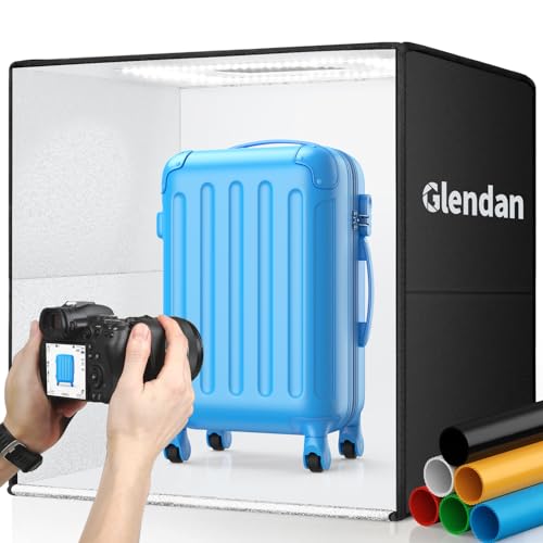 Glendan 24"x24" Light Box Photography, Large Photo Light Box with 288 LED Beads, CRI >95, Professional Portable Photo Booth Shooting Tent Kit with 6 Color Backdrops for Product Photography - size: 24*24 inch