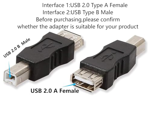 USB TypeB Male Print Adapter toUSB2.0TypeA Female Converter2pcs | USB A Female to USB B Male Connector Type A Female to USB Type-B Print Male Plug