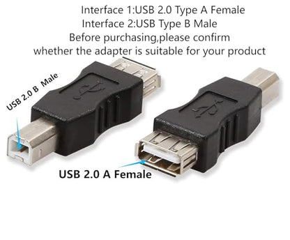 USB TypeB Male Print Adapter toUSB2.0TypeA Female Converter2pcs | USB A Female to USB B Male Connector Type A Female to USB Type-B Print Male Plug