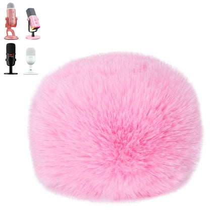 SUNMON Blue Yeti Microphone Pop Filter, Mic Cover Furry Foam for Blue Yeti, Fifine AM8, HyperX SoloCast, Razer Seiren V3 Mini Microphones and Most Mic (Pink)