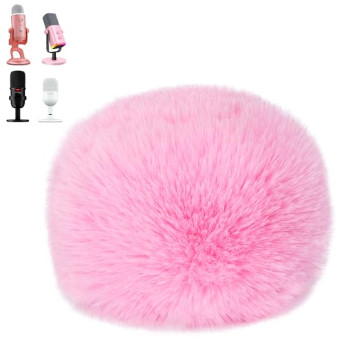 SUNMON Blue Yeti Microphone Pop Filter, Mic Cover Furry Foam for Blue Yeti, Fifine AM8, HyperX SoloCast, Razer Seiren V3 Mini Microphones and Most Mic (Pink)