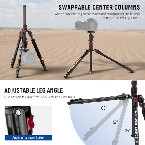 NEEWER Basics Camera Tripod Monopod, 71" Aluminum Heavy Duty Portable Travel DSLR Cell Phone Stand with 360° Ball Head Cellphone Holder Mount Compatible with iPhone for Filming Video Recording, TP15 - style: TP15 w/Ball Head