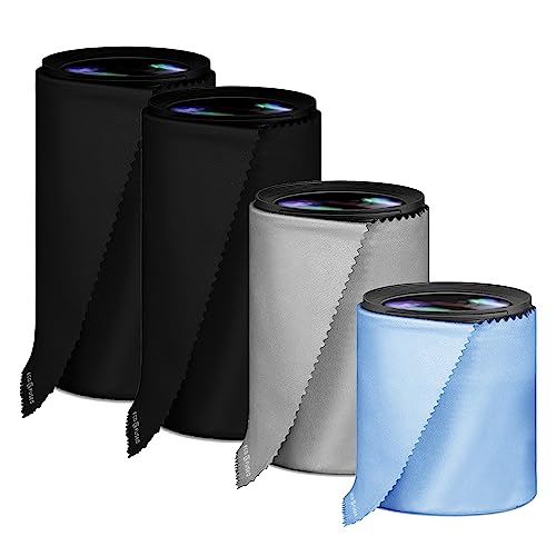 Eco-Fused Camera Lens Pouches - Microfiber Lens Cloth Bag - 4 Pack - Soft Camera Wraps for Multi-Sized Lenses and Accessories - Camera Bag Inserts - Home Travel Photography (Black/Gray/Blue)
