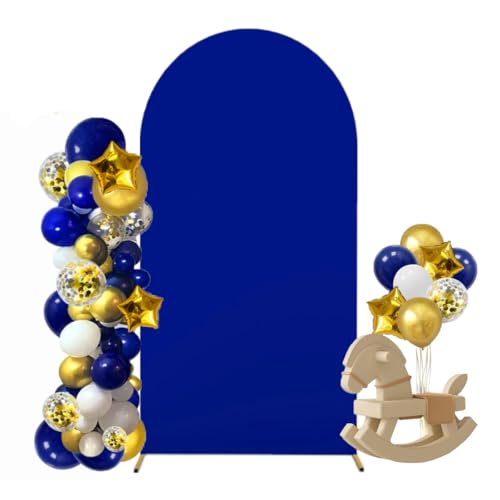 Albassa 6.6FT Arch Cover 2-Sided Spandex Fitted Arch Backdrop Cover Round Top Chiara Stand Covers for Baby Shower Birthday Party Wedding Decoration (Royal Blue, 6.6FT) - color: Royal Blue, size: 6.6FT