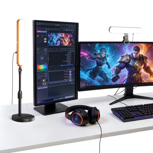 NEEWER Basics Desktop LED Light Kit with 11" Stand/Monitor Clamp, 2 Pack(12W) CRI95 Bi Color Video Conference Zoom Lighting for Laptop Computer Webcam, Compatible with iPhone Video Recording, L10