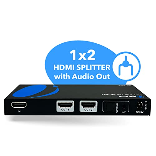 OREI 8K HDMI Splitter 1 X 2, Duplicate with Audio Extractor UltraHD Supports Upto 4K @ 120Hz IR EDID HDCP 2.3 - (BK-102A) (1x2 - Audio Out) - style: 8K@60Hz - 2 Outputs w/ Audio Extractor