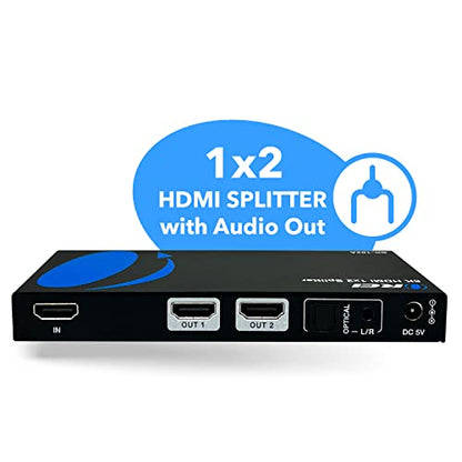 OREI 8K HDMI Splitter 1 X 2, Duplicate with Audio Extractor UltraHD Supports Upto 4K @ 120Hz IR EDID HDCP 2.3 - (BK-102A) (1x2 - Audio Out) - style: 8K@60Hz - 2 Outputs w/ Audio Extractor