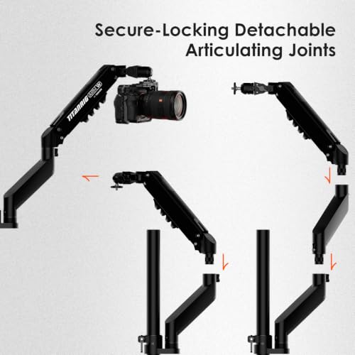 TARION Pneumatic Camera Mount 25" Modular 3-Section Titanrig Arm W | 0-13.2 lbs Load, Compatible with Titanrig 35mm Rod, Gas Spring Floating Arm, with 1/4" 3/8" Screw Ballhead, Phone Holder - size: Arm W (Pneumatic - Camera)