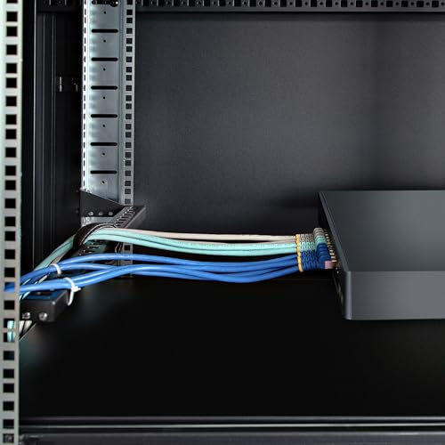 StarTech 1U Cable Lacing Bar, Adjustable Depth (12S-Cable-Lacing-BAR) | Horizontal cable guide, Depth 1.5 to 3.7in, Inward or outward install, M6 cage nuts and screws, Patch panels and PDUs - style: Adjustable Offset Single Unit