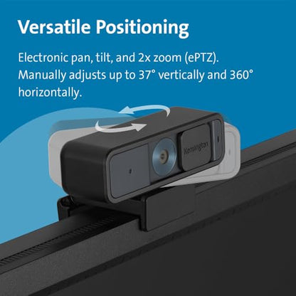 Kensington W2000 1080P Auto Focus Webcam, Full HD 1080P/30fps Webcam with Microphone for Video Conferencing, Software Control, Privacy Shutter, Compatible with Zoom/Skype/Teams (K81175WW) - color: nonte, style: normal field of view