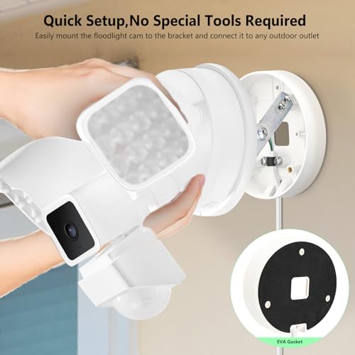 2in1 Power Adapter and Floodlight Cam Plug-in Mount Compatible with Wyze Floodlight Cameras v2/Pro/v1, Electrical Box with 20ft Weather-Resistant Outdoor Charging Cable, No Junction Box Required-White - color: White