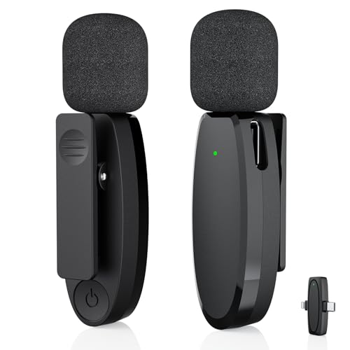 Wireless Microphone for iPhone 16 15 14 13 Android, Dual Mini Mic with AI Noise Cancelling, USB-C & Lightning Receiver, Plug-Play Clip-on Mic for YouTube Vlog TikTok, Ideal Tech Gift for Creators