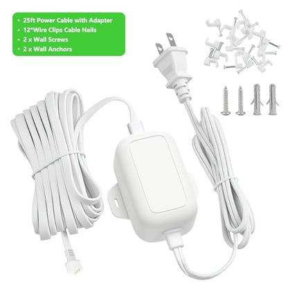 delilyn 25ft/7.5m Power Cable Compatible with Google Nest Cam Outdoor or Indoor, Battery(2nd Gen), Weatherproof 5V 2A Charging Cable for Nest Cam Continuously with One-Piece Molding Adapter